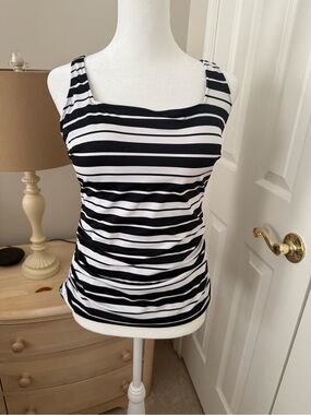 Swim tankini top,Striped Black & White Tank Top - Women